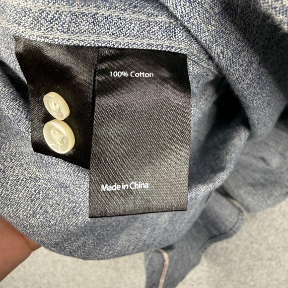 Flint and Tinder Shirt Mens 3XL Blue Selvedge Chambray Slim Fit Long Sleeve - Picture 9 of 13